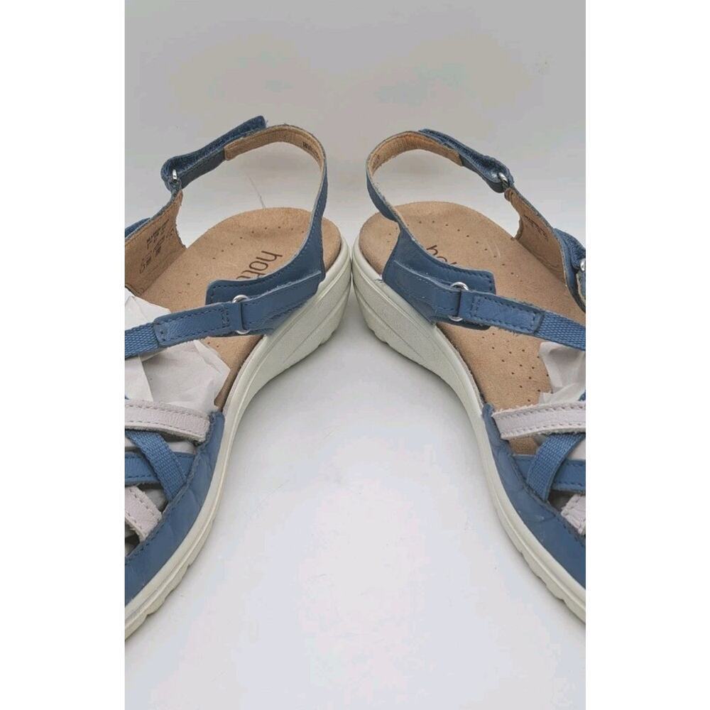 Hotter England Strappy Leather Maisie STD Slingback Sandals Womens 11 Blue Retro - Picture 7 of 9